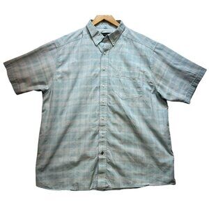 Ariat Pro Series Men's Button Down Poplin Shirt Summer Size XXL Light Blue Plaid